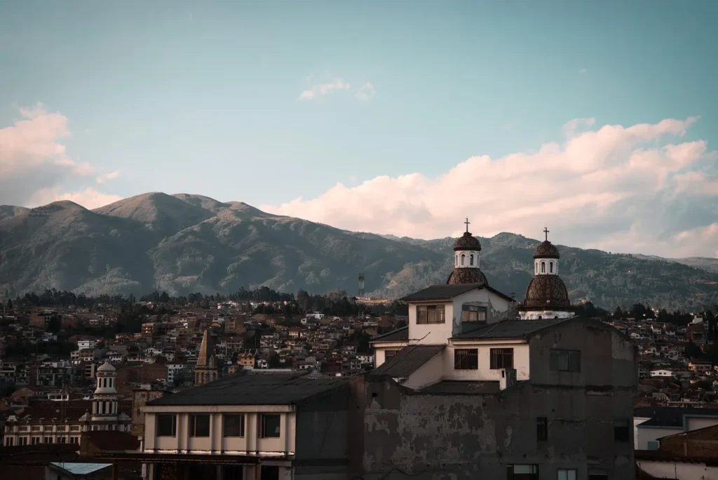 church, cathedral, nature, towers, cuenca, outlook, ecuador, city view, building, mountains, horizon, sierra